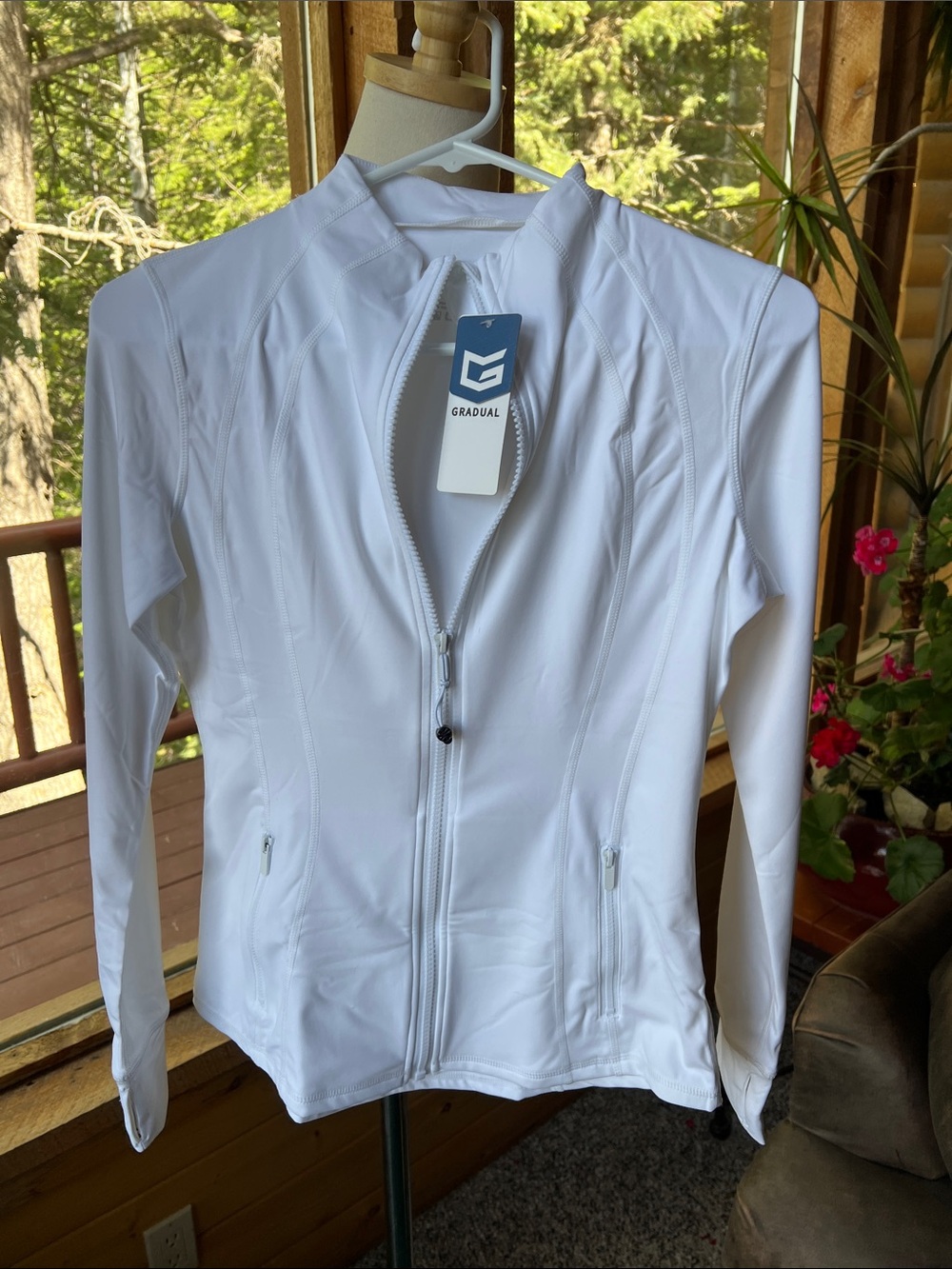 Women’s White Zip-Up Athletic Jacket - Slim Fit NWT